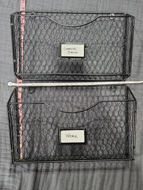 2 Chicken Wire Wall Basket Set - Black Metal Storage (13x8.5)
